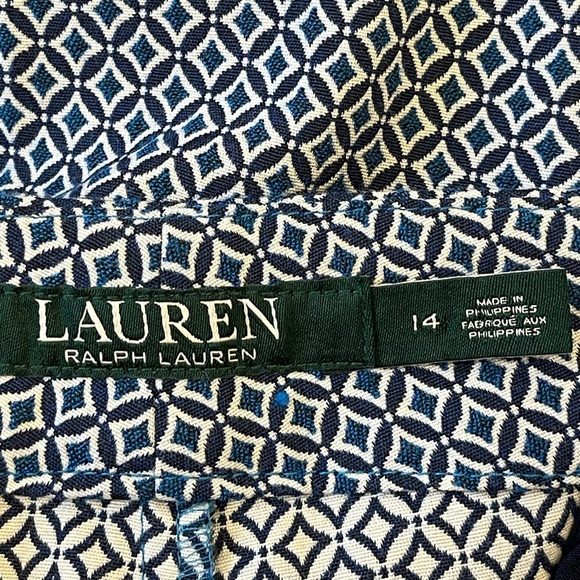 Ralph Lauren Classic Feminine Business Casual Blue Patterned Trousers size14 - Picture 3 of 5